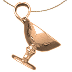 3D-Weinglas-Anhänger aus 10 Karat, 14 Karat oder 18 Karat Gold