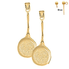 14K or 18K Gold 3D Frying Pan Earrings