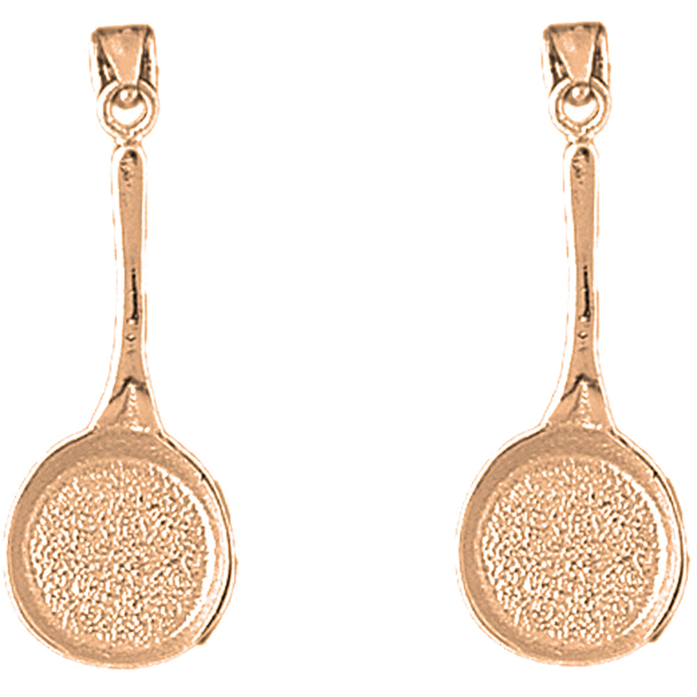 14K or 18K Gold 32mm 3D Frying Pan Earrings