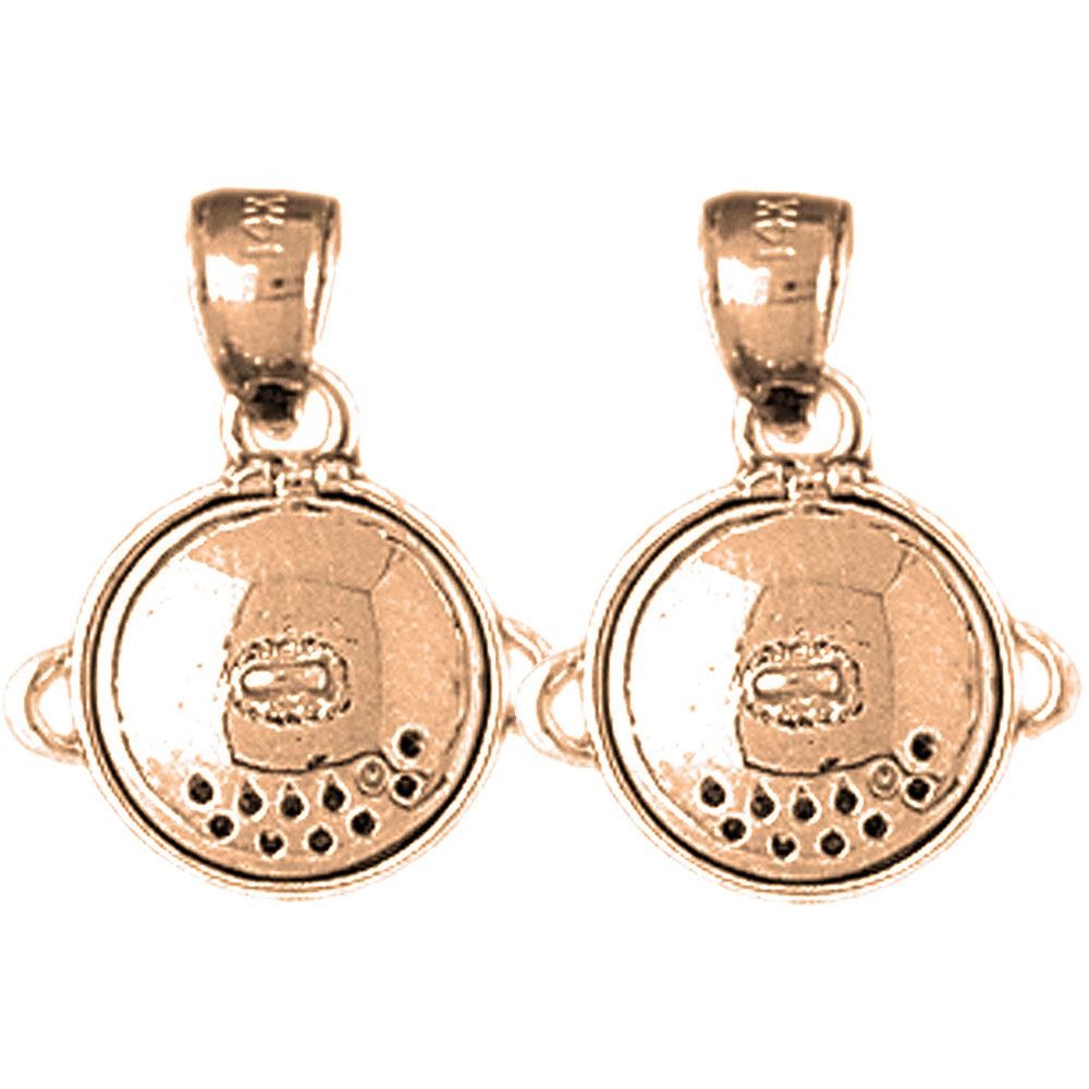 14K or 18K Gold 18mm 3D Crock Pot Earrings