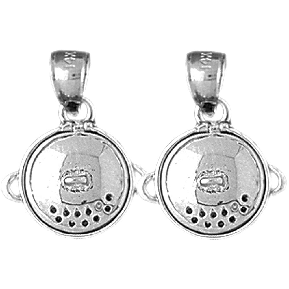 Sterling Silver 18mm 3D Crock Pot Earrings