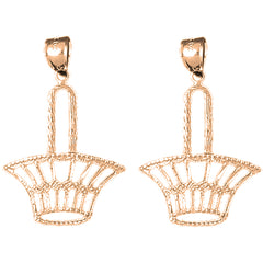 14K or 18K Gold 35mm Basket Earrings