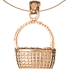 3D-Korbanhänger aus 10 Karat, 14 Karat oder 18 Karat Gold