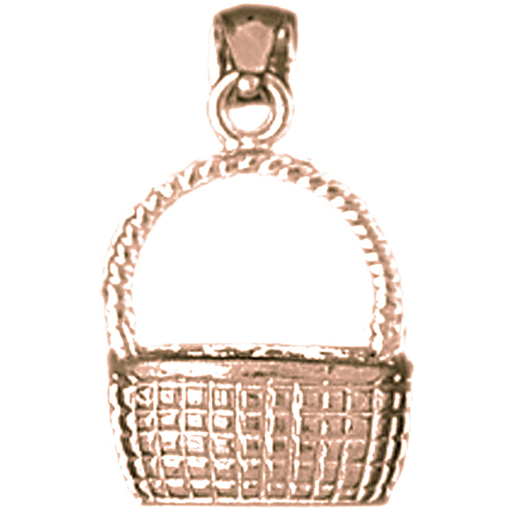 10K, 14K or 18K Gold 3D Basket Pendant