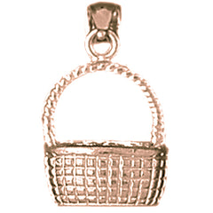 10K, 14K or 18K Gold 3D Basket Pendant