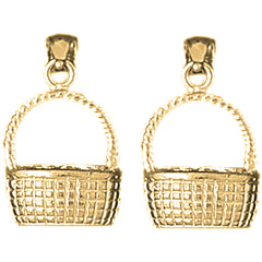 14K or 18K Gold 18mm 3D Basket Earrings