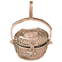 10K, 14K or 18K Gold 3D Basket Pendant
