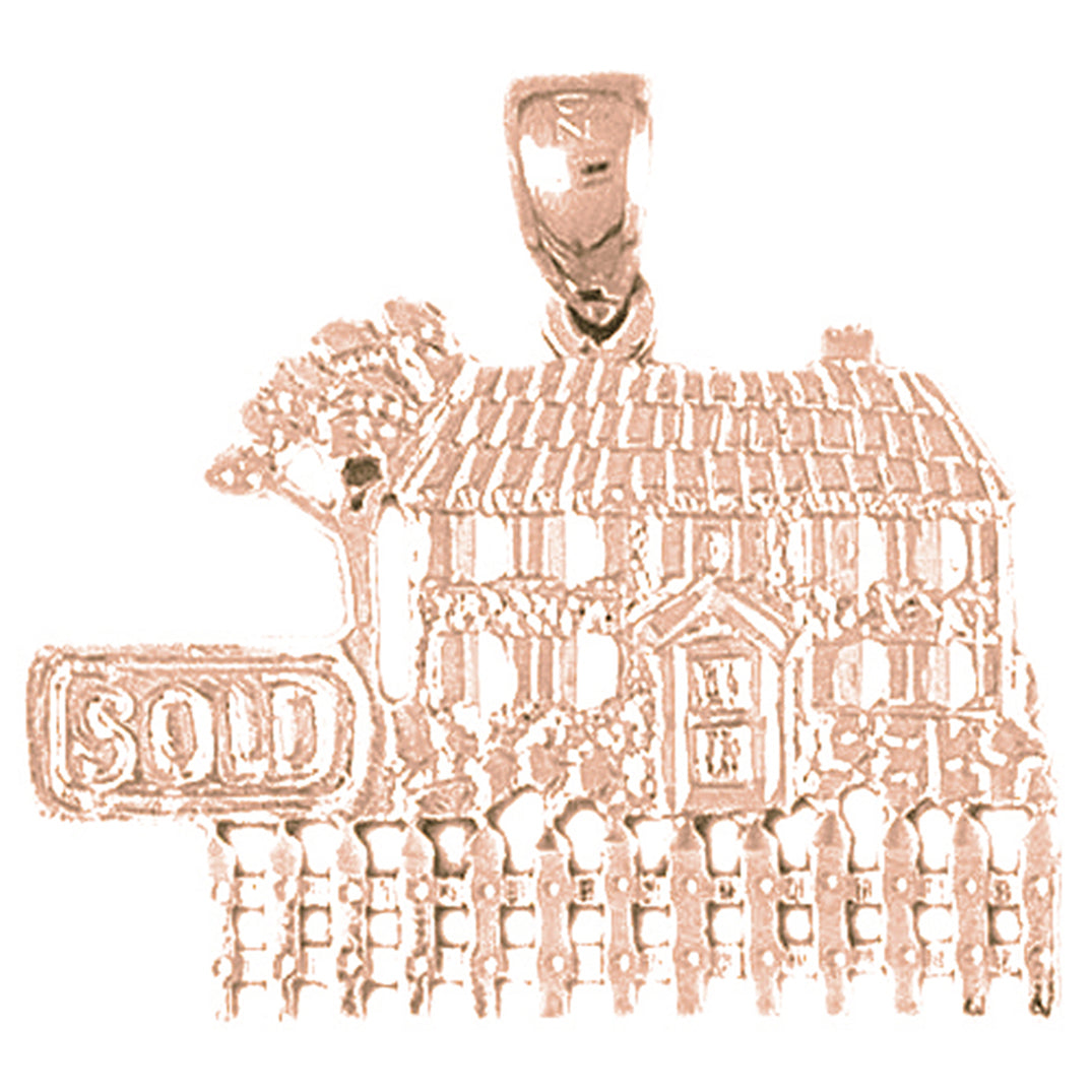 10K, 14K or 18K Gold Sold House Pendant