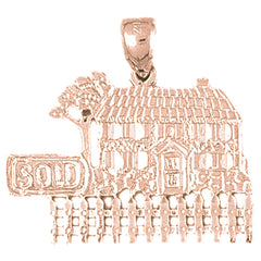 10K, 14K or 18K Gold Sold House Pendant