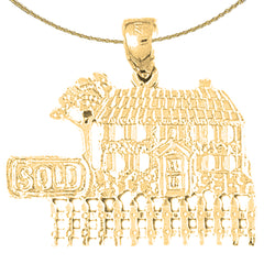 10K, 14K or 18K Gold Sold House Pendant