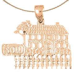 10K, 14K or 18K Gold Sold House Pendant