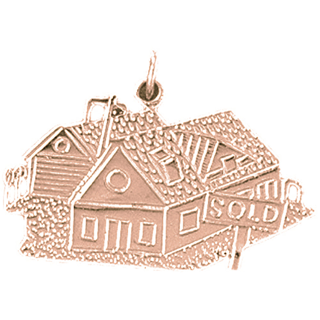 14K or 18K Gold House Pendant