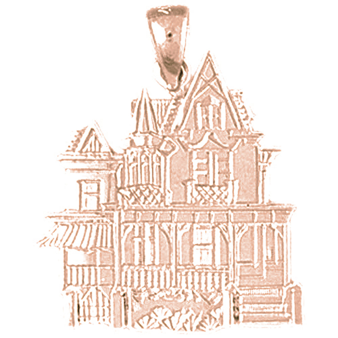 10K, 14K or 18K Gold House Pendant