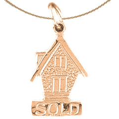 14K or 18K Gold Sold House Pendant