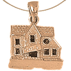 3D-Anhänger „Cottage House“ aus 10 Karat, 14 Karat oder 18 Karat Gold
