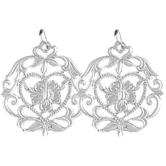 Sterling Silver 27mm Flower Design Earrings