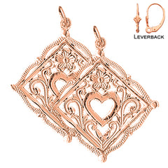 14K oder 18K Gold 33mm Herz Ohrringe