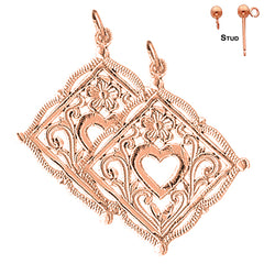 14K oder 18K Gold 33mm Herz Ohrringe