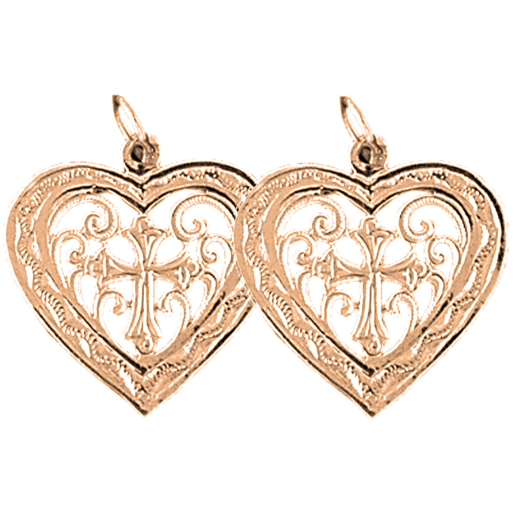 14K or 18K Gold 22mm Heart Earrings