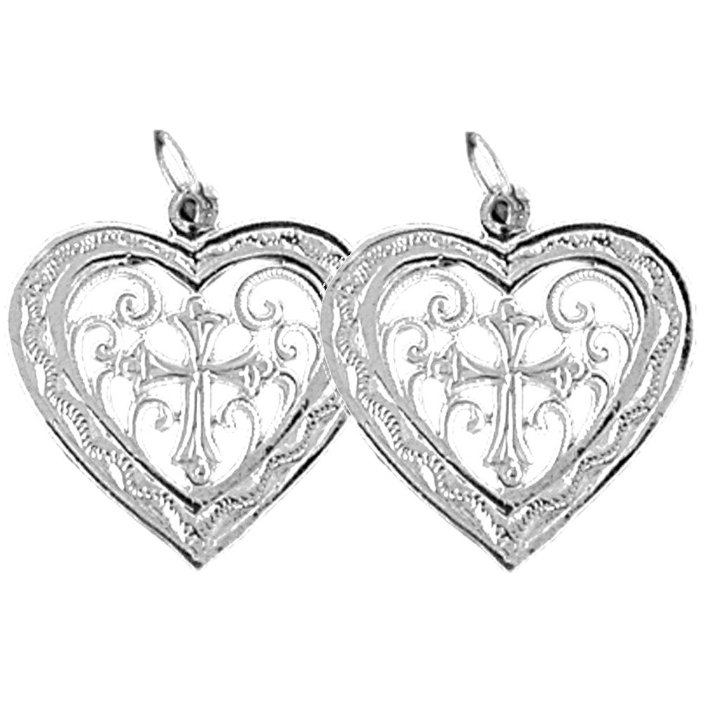 14K or 18K Gold 22mm Heart Earrings