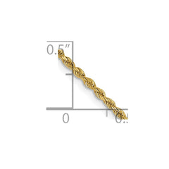 Cadena de cuerda con corte de diamante de 1,5 mm de oro amarillo de 14 quilates