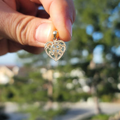 14K or 18K Gold Heart With Cross Pendant