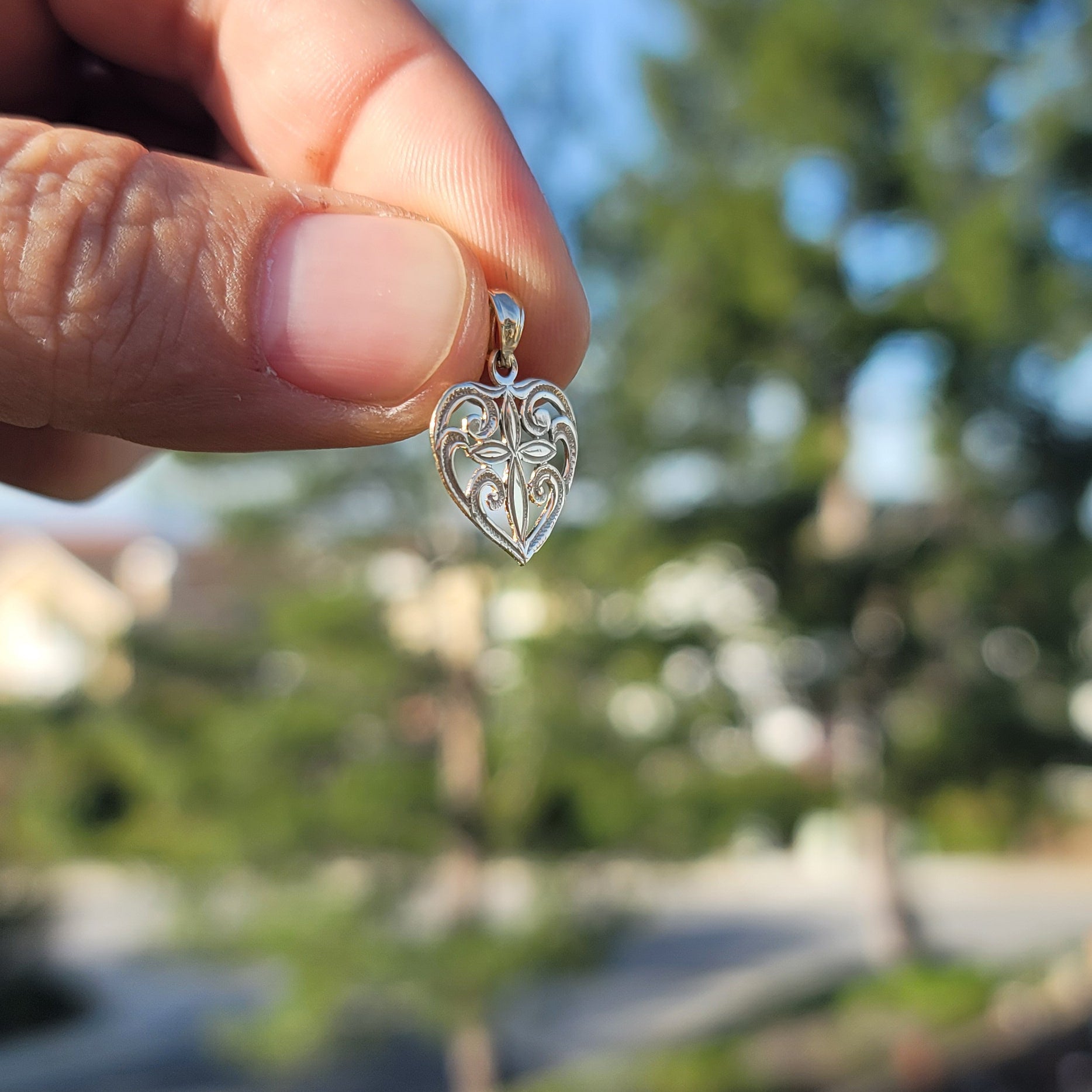 14K or 18K Gold Heart With Cross Pendant