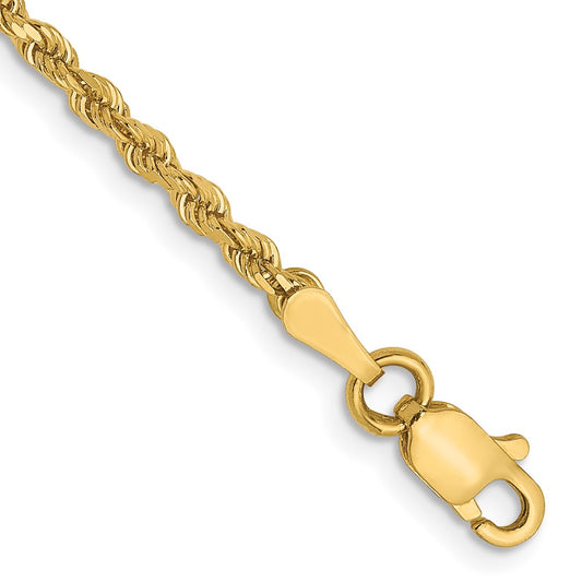 14K Yellow Gold 2mm Diamond-cut Rope Chain