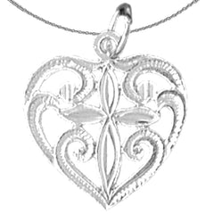 14K oder 18K Gold Herz mit Kreuz Anhänger