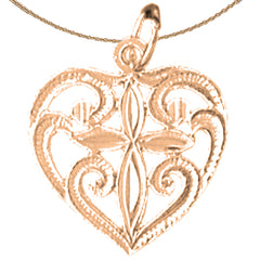 14K oder 18K Gold Herz mit Kreuz Anhänger