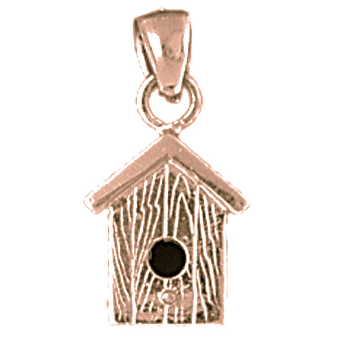 10K, 14K or 18K Gold Bird House Pendant