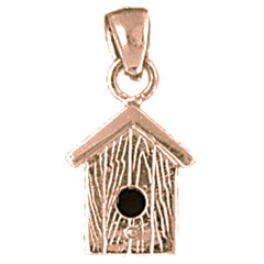 10K, 14K or 18K Gold Bird House Pendant