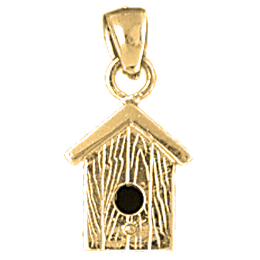 10K, 14K or 18K Gold Bird House Pendant