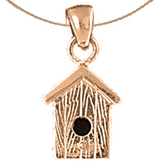 10K, 14K or 18K Gold Bird House Pendant
