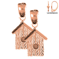 14K or 18K Gold Bird House Earrings