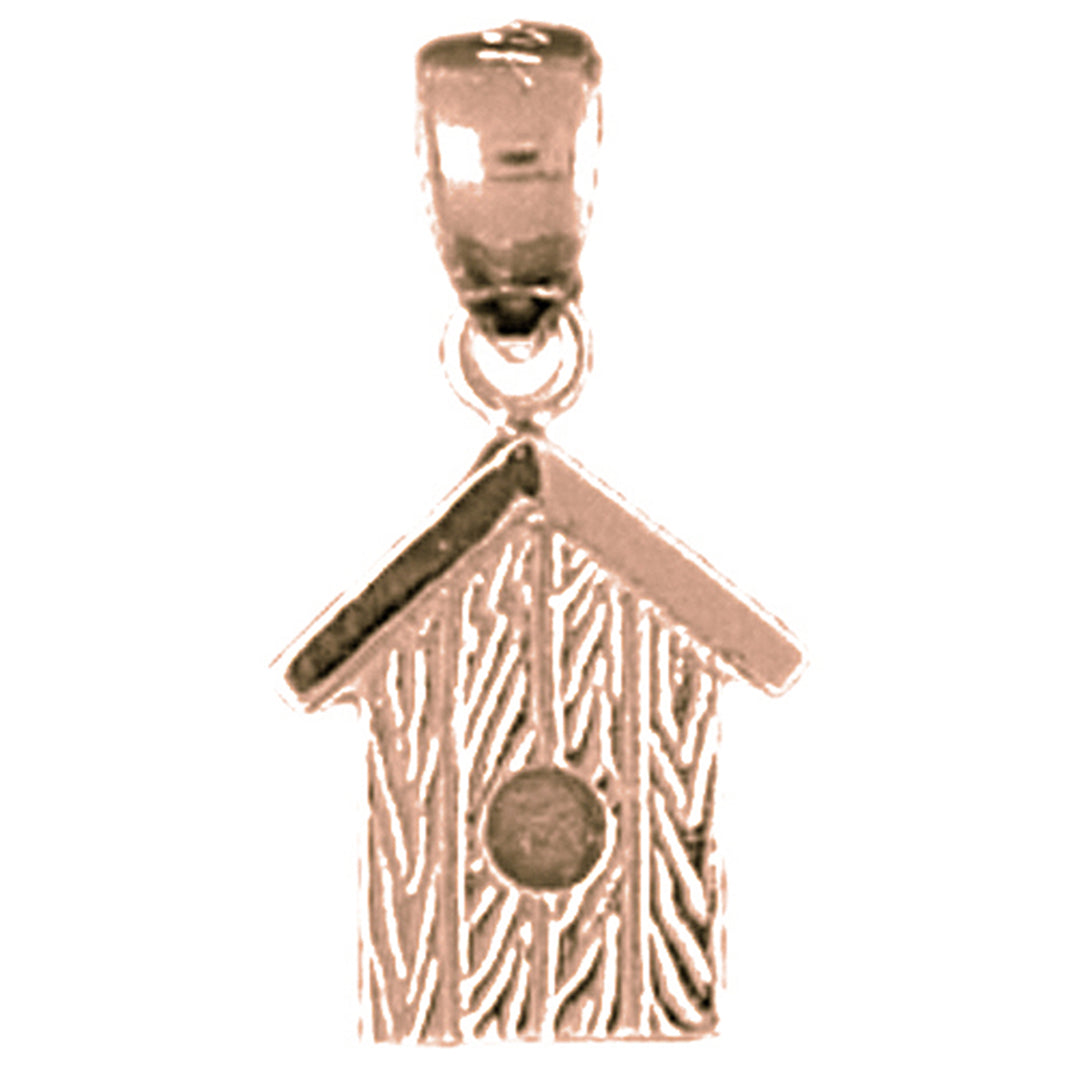 10K, 14K or 18K Gold Bird House Pendant