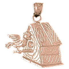10K, 14K or 18K Gold Bird House Pendant