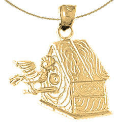 10K, 14K or 18K Gold Bird House Pendant