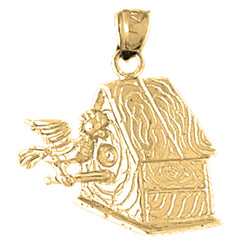10K, 14K or 18K Gold Bird House Pendant