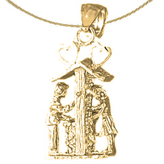 Wasserbrunnen-Anhänger aus 10 Karat, 14 Karat oder 18 Karat Gold