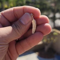 14K or 18K Gold Feather Pendant