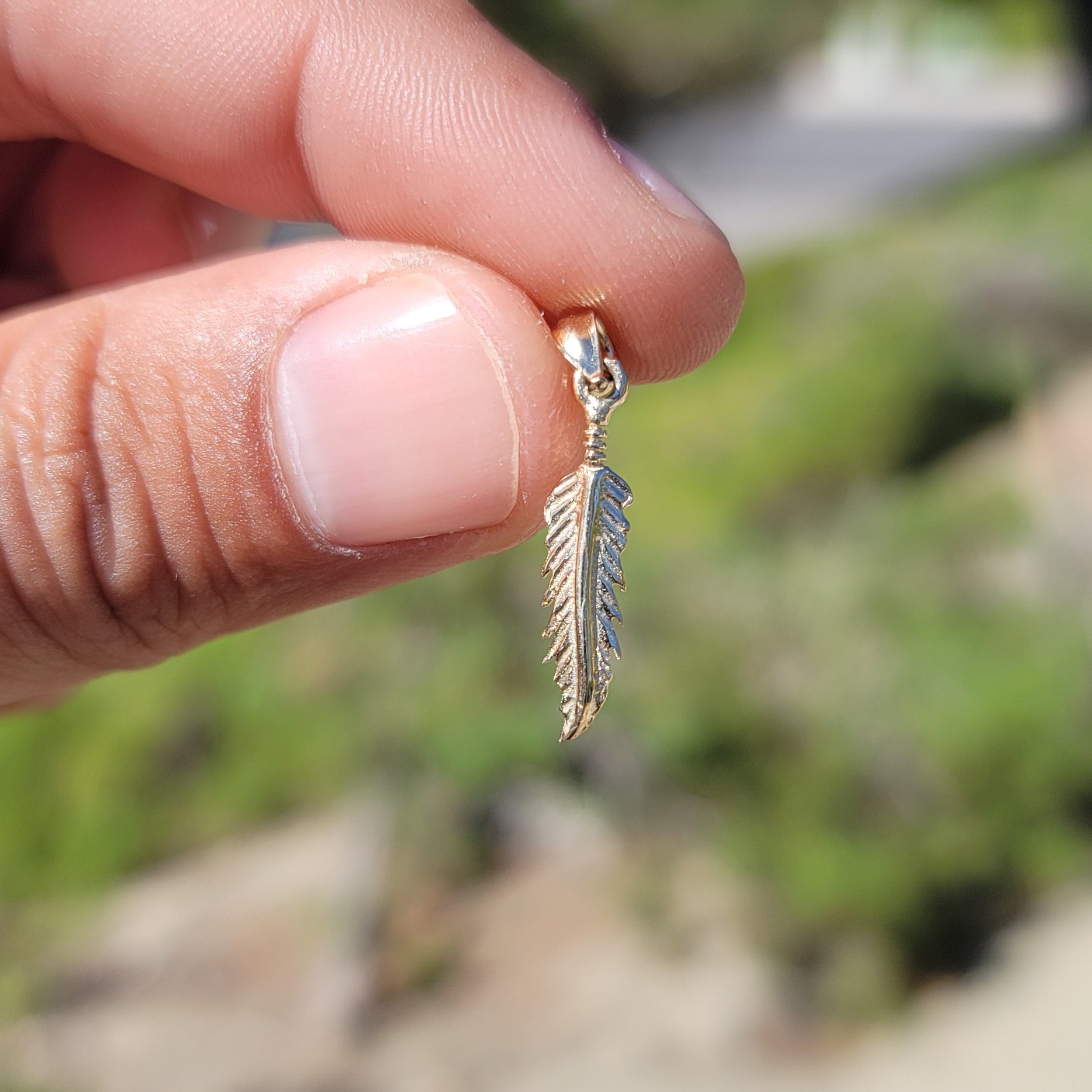 14K or 18K Gold Feather Pendant