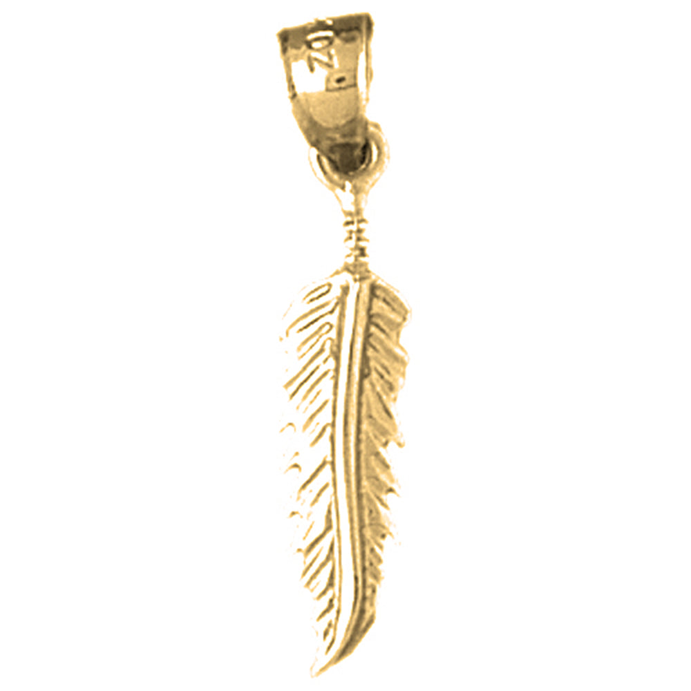 14K or 18K Gold Feather Pendant