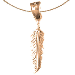 Colgante de plumas de oro de 14 quilates o 18 quilates