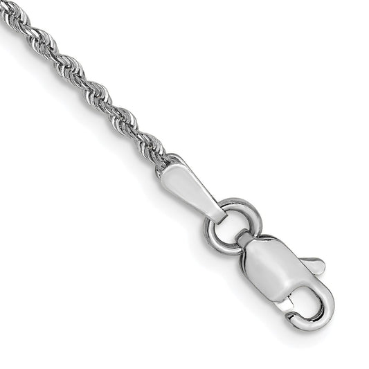 14K White Gold 1.3mm Diamond-cut Rope Chain