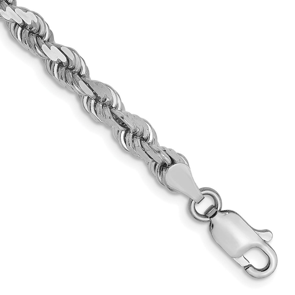 14K White Gold 4mm Diamond-cut Rope Chain