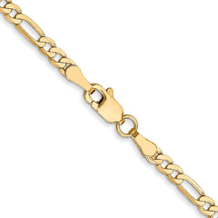 14K Yellow Gold 2.75mm Flat Figaro Chain
