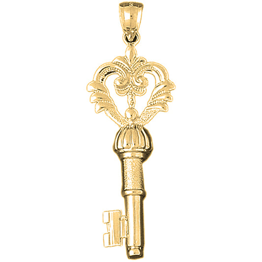 10K, 14K or 18K Gold Key Pendant