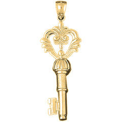 10K, 14K or 18K Gold Key Pendant