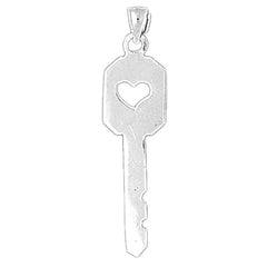 10K, 14K or 18K Gold Heart Key Pendant